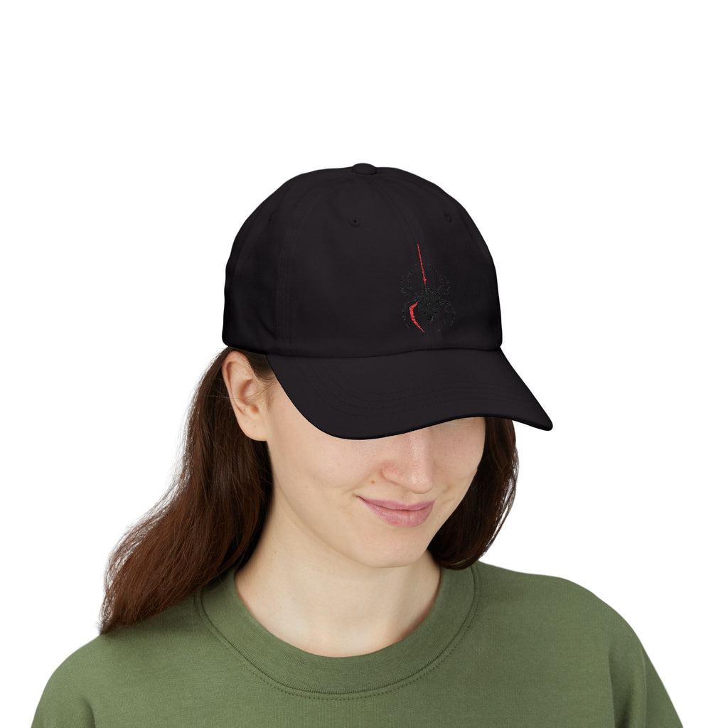 Ghoul Thread Spider Skull Dad Cap — Minimal Gothic Embroidered Baseball Hat
