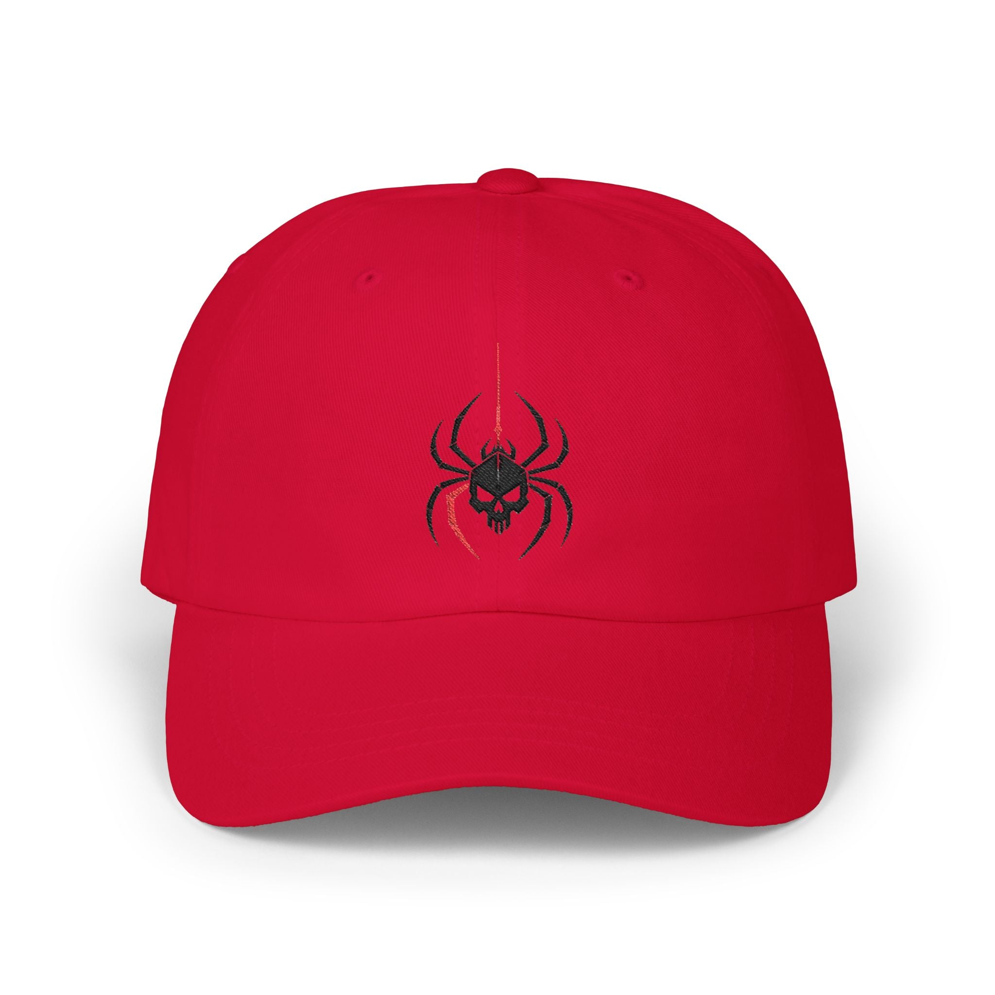 Ghoul Thread Spider Skull Dad Cap — Minimal Gothic Embroidered Baseball Hat