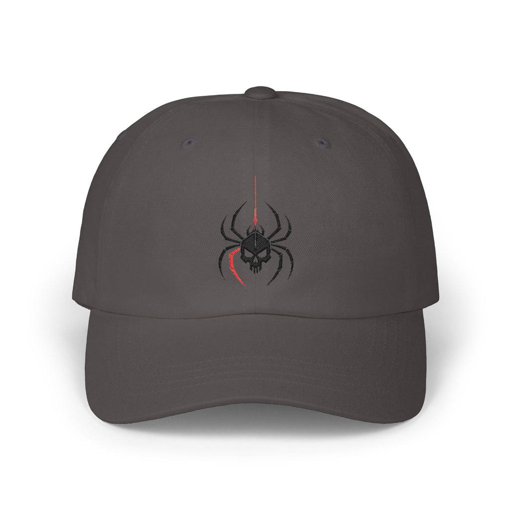 Ghoul Thread Spider Skull Dad Cap — Minimal Gothic Embroidered Baseball Hat