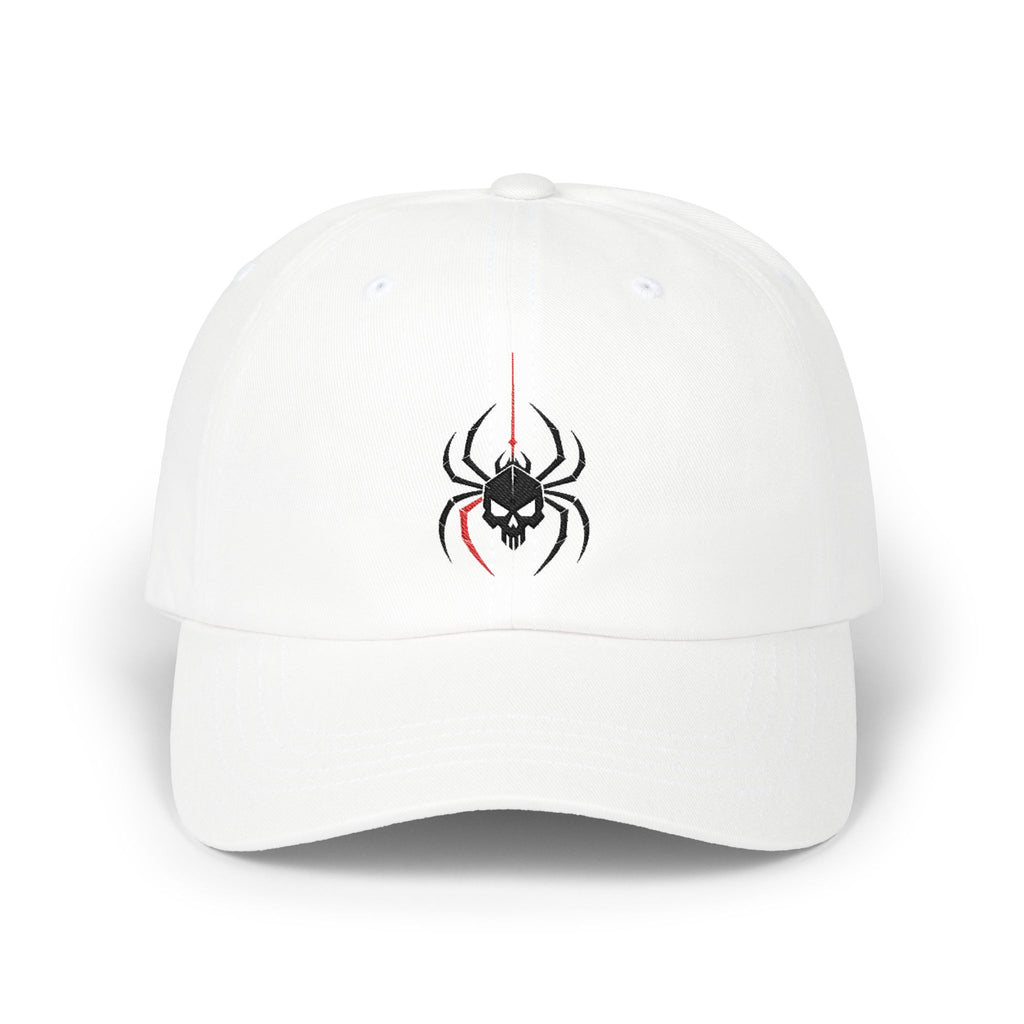 Ghoul Thread Spider Skull Dad Cap — Minimal Gothic Embroidered Baseball Hat