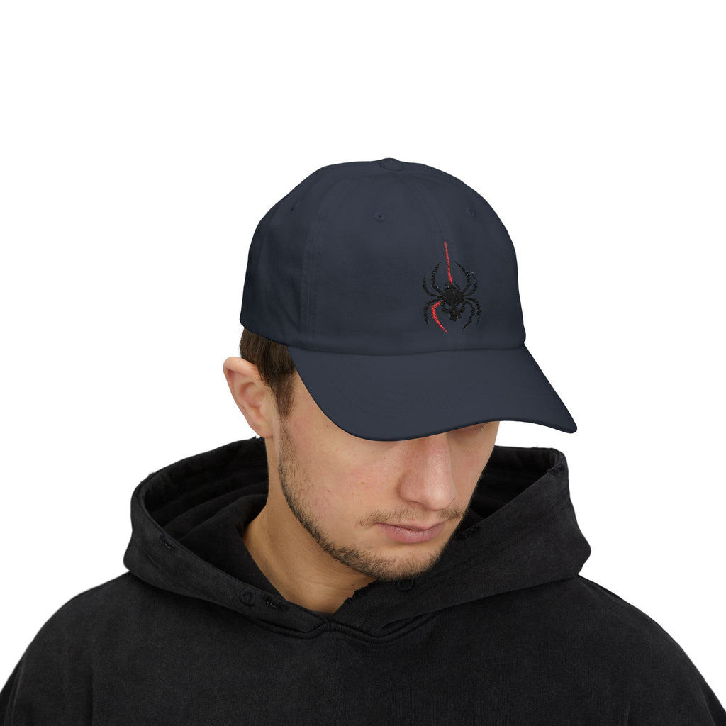 Ghoul Thread Spider Skull Dad Cap — Minimal Gothic Embroidered Baseball Hat