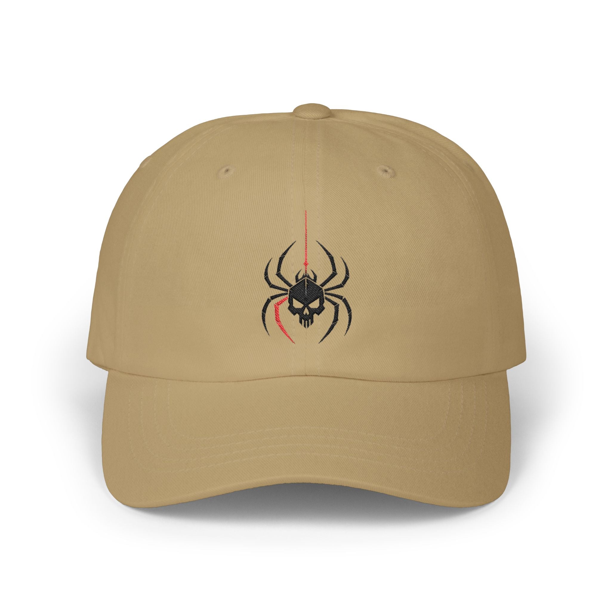 Ghoul Thread Spider Skull Dad Cap — Minimal Gothic Embroidered Baseball Hat