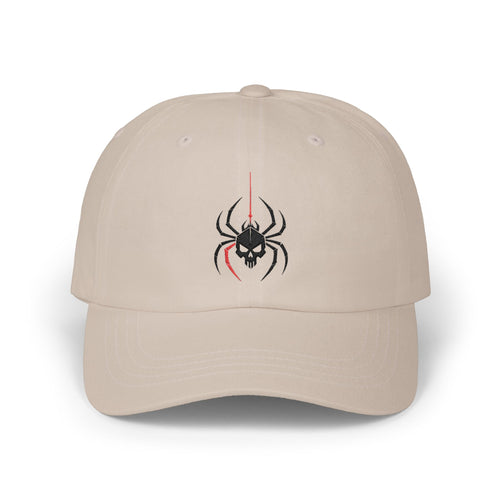 Ghoul Thread Spider Skull Dad Cap — Minimal Gothic Embroidered Baseball Hat