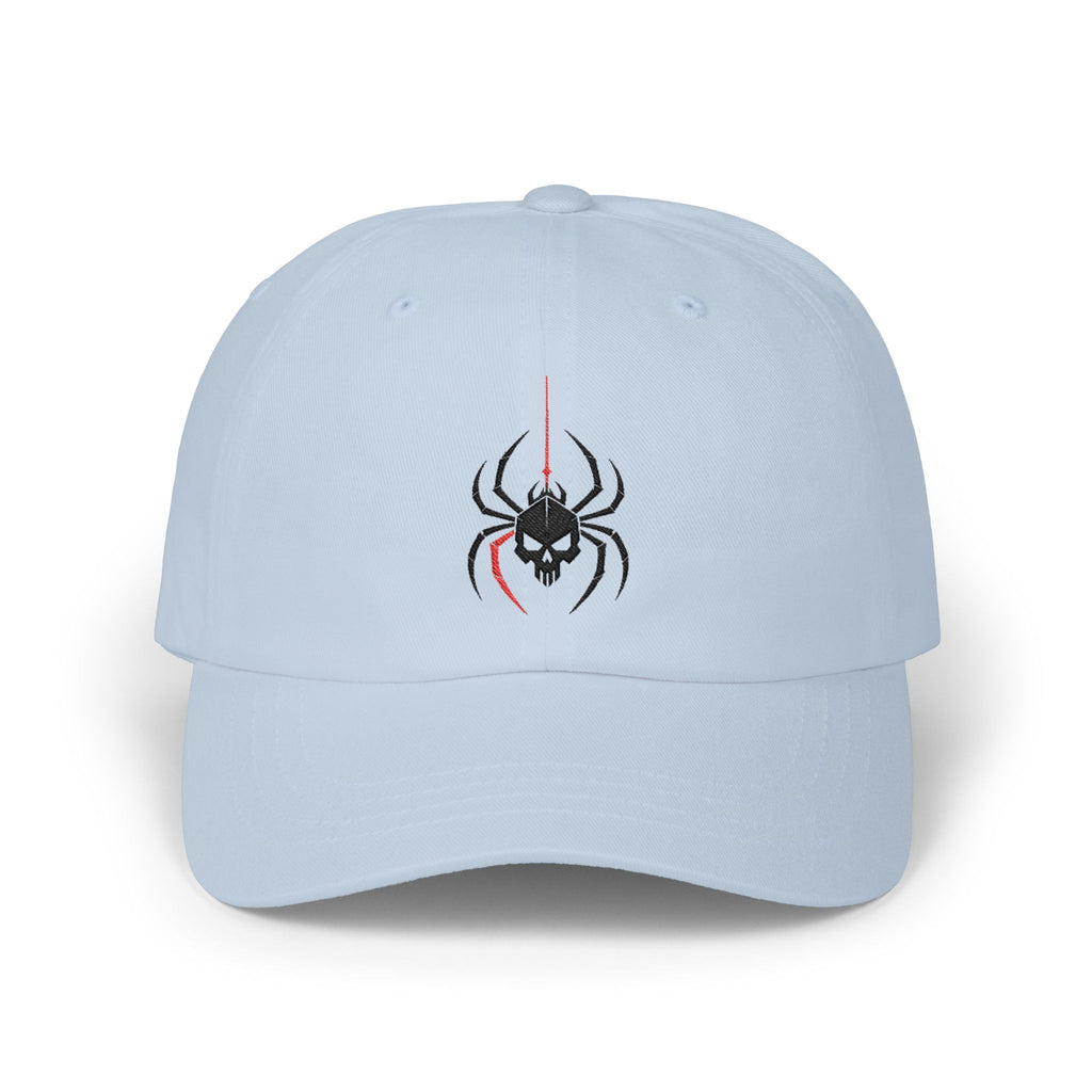 Ghoul Thread Spider Skull Dad Cap — Minimal Gothic Embroidered Baseball Hat