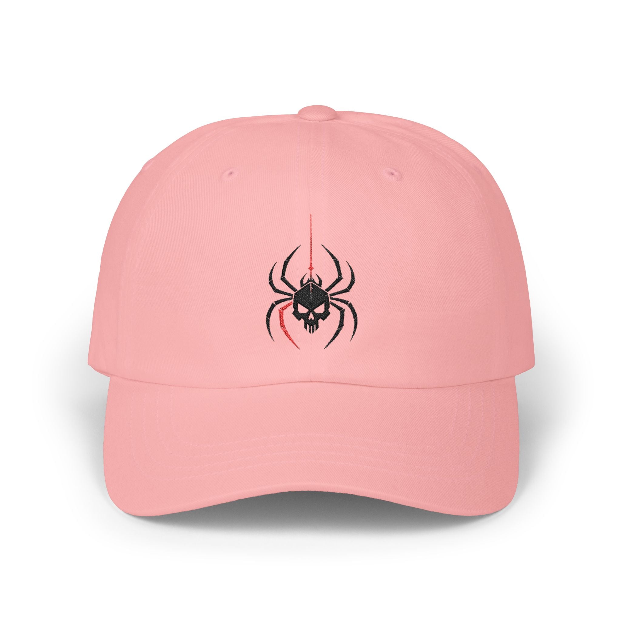 Ghoul Thread Spider Skull Dad Cap — Minimal Gothic Embroidered Baseball Hat